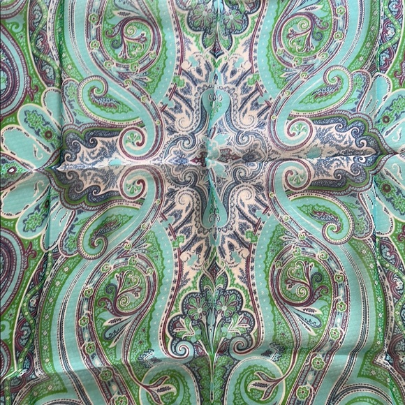 Metro Paisley Green and Blue Scarf - Picture 2 of 4